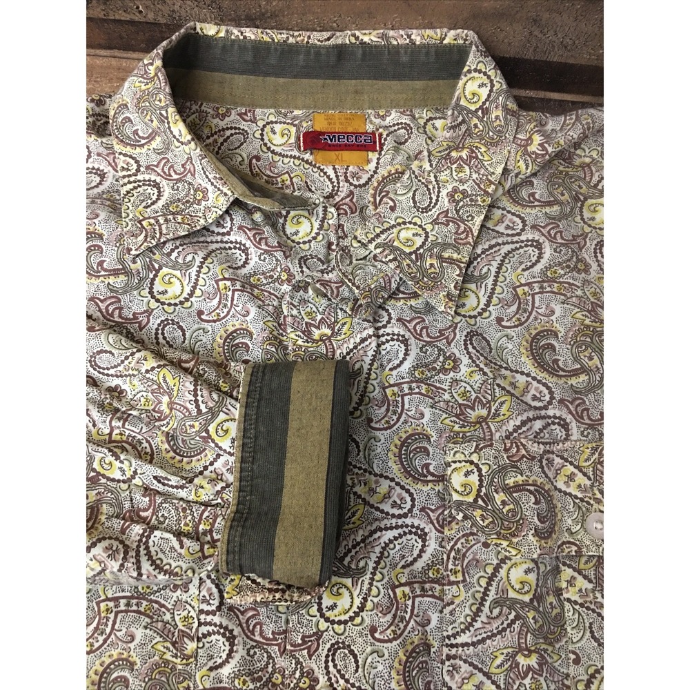 VTG Mecca Flip Cuff Button Down Shirt Men XL Y2K Paisley Preppy Retro Western
